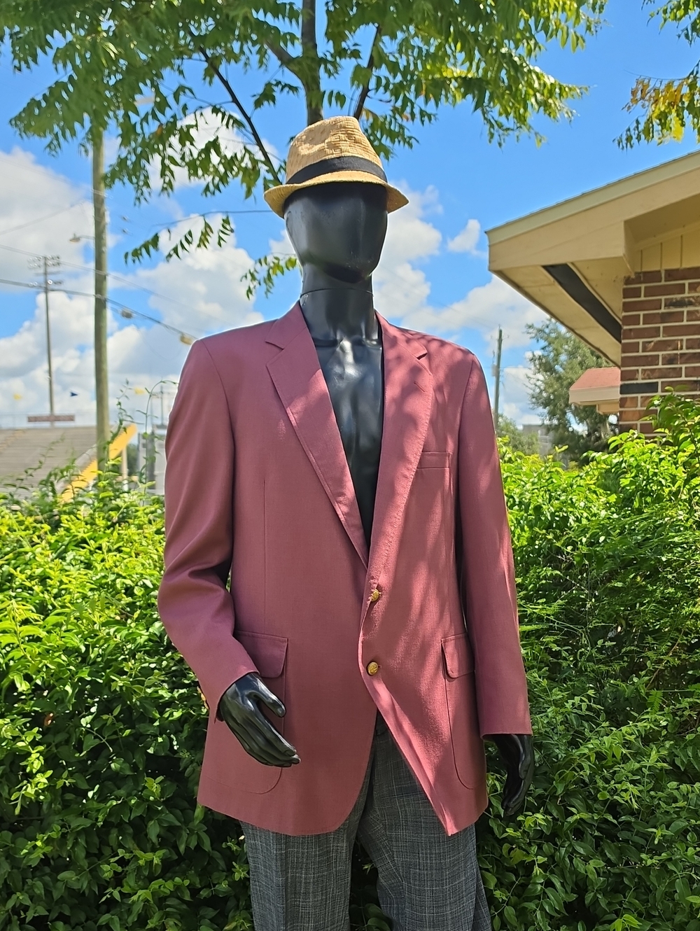 Andhurst (USA) Men's Vintage Plum Single-Breasted Blazer *Gold Button Accents*